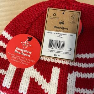 Wind River Red and White Canada Knit Beanie NWT